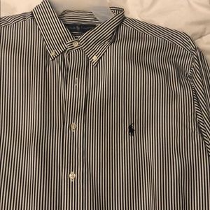 Black and white striped polo